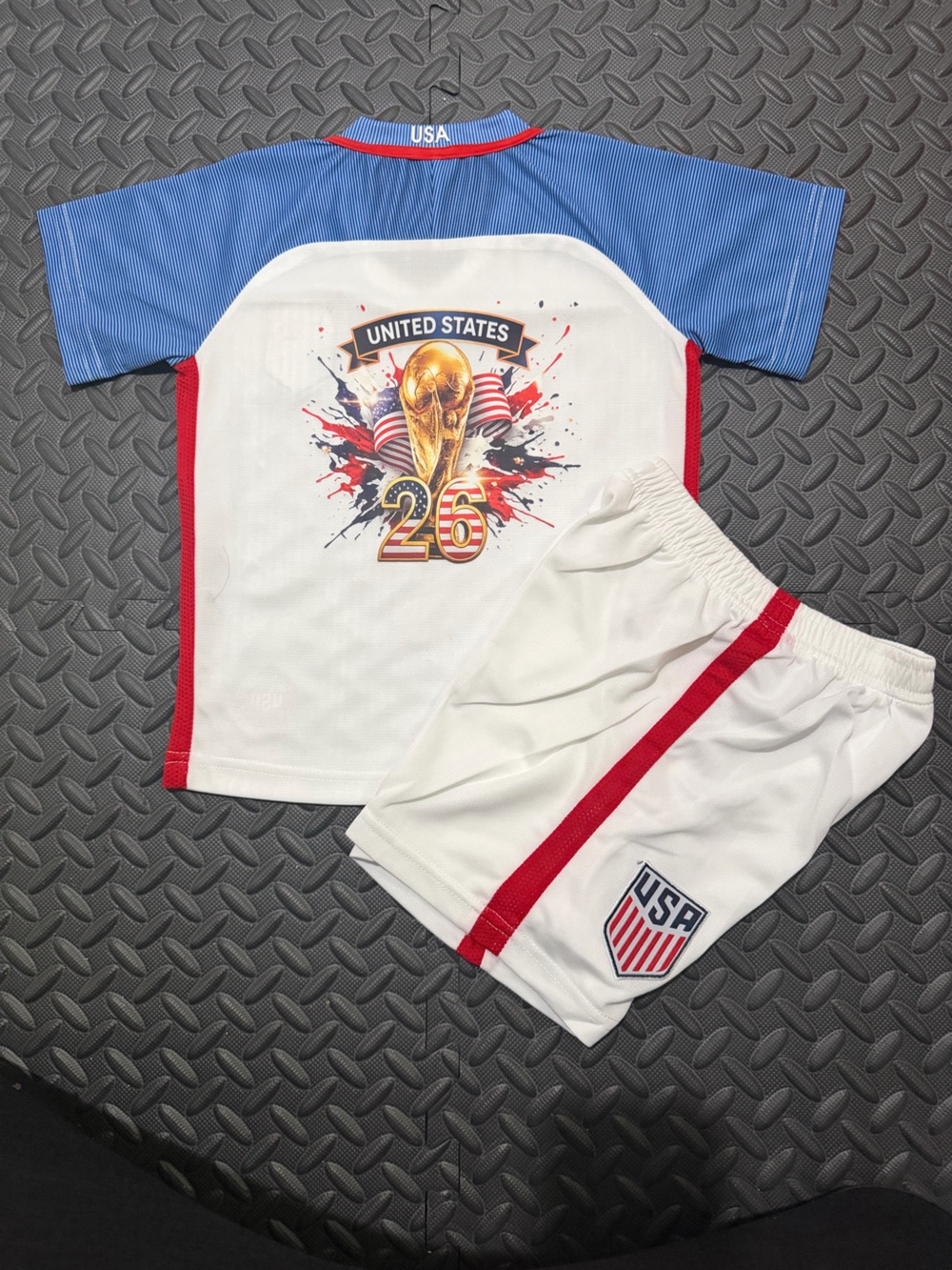 USA Soccer set kids world Cup 2026 Jersey Top - White with Red & Blue
